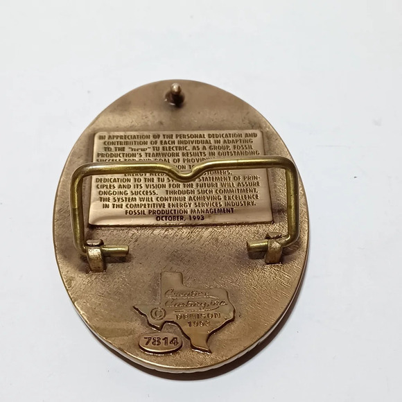 Texas Utilities Electric Co. VTG BRASS Belt Buckles 1993 by Creative Casting see - Picture 4 of 6